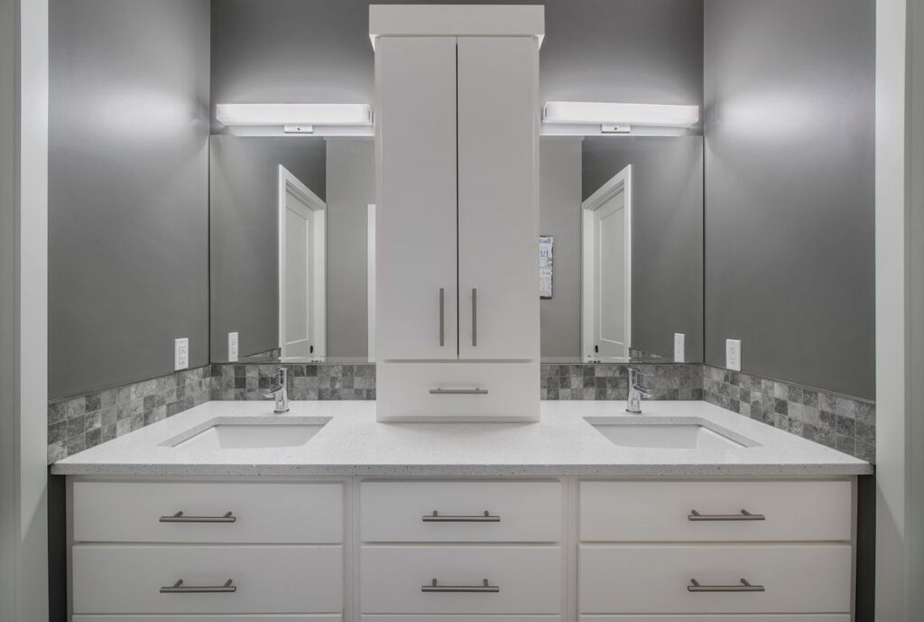 jack and jill custom double vanity in bathroom remodel