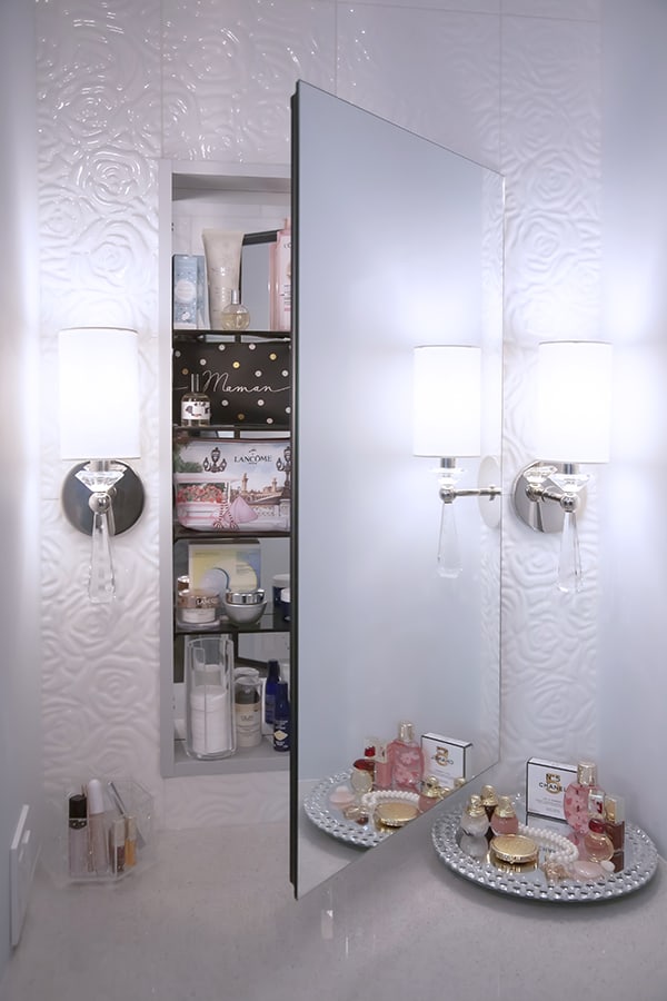 ensuite renovation with hidden storage and custom make-up area