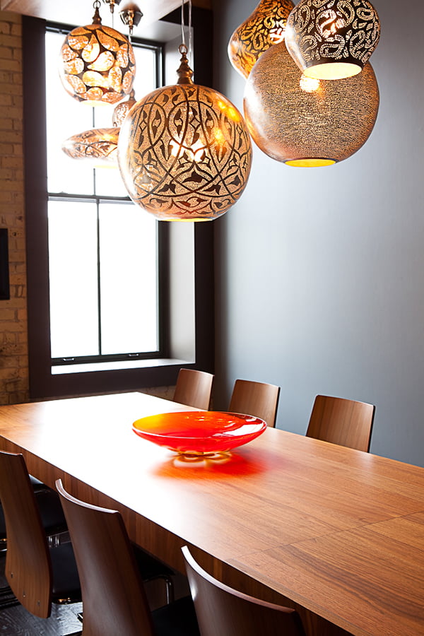 home renovation and design custom dining room with accent light fixture