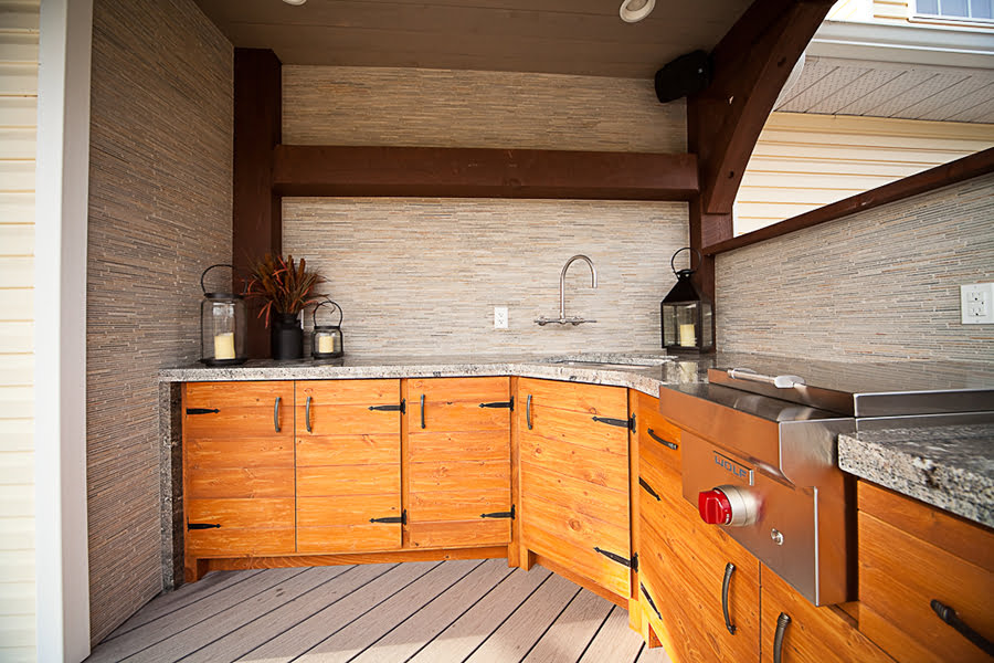 outdoor kitchen renovation outdoor kitchen with wood cabinets and granite countertops