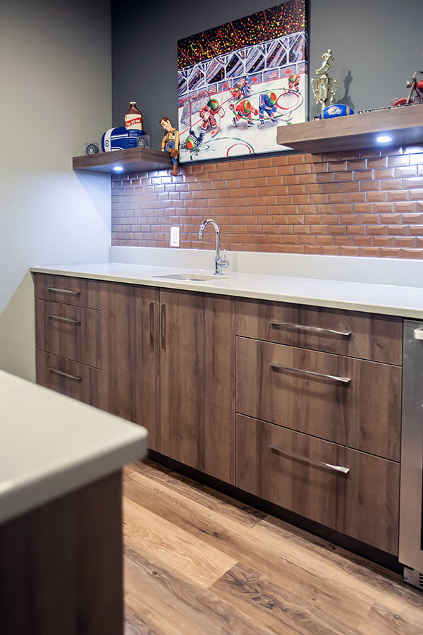 home design and renovation home bar remodel with floating shelves and custom cabinets