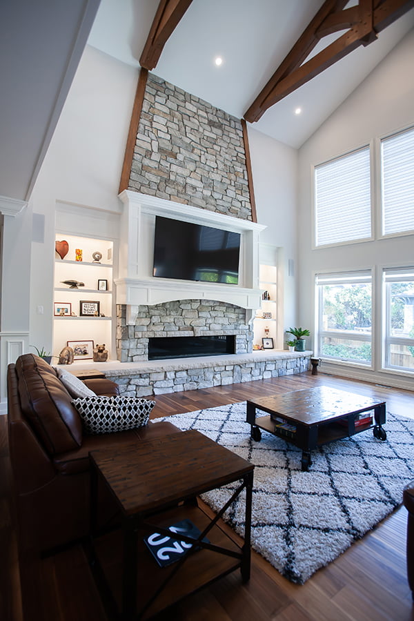 whole home design and renovation fireplace built ins with custom mantle and integrated shelving