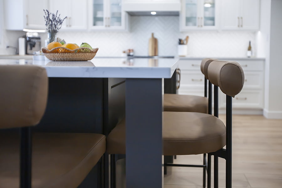 Kitchen island in custom renovation