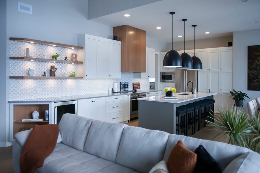 Open Concept Kitchen Renovation open concept kitchen renovation with large island and oversized custom range hood